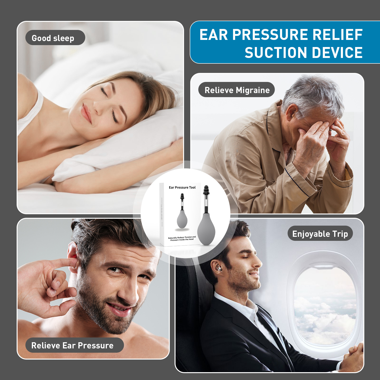 Grey Portable Manual Ear Massager - Natural Relief and Decompression Tool view 4