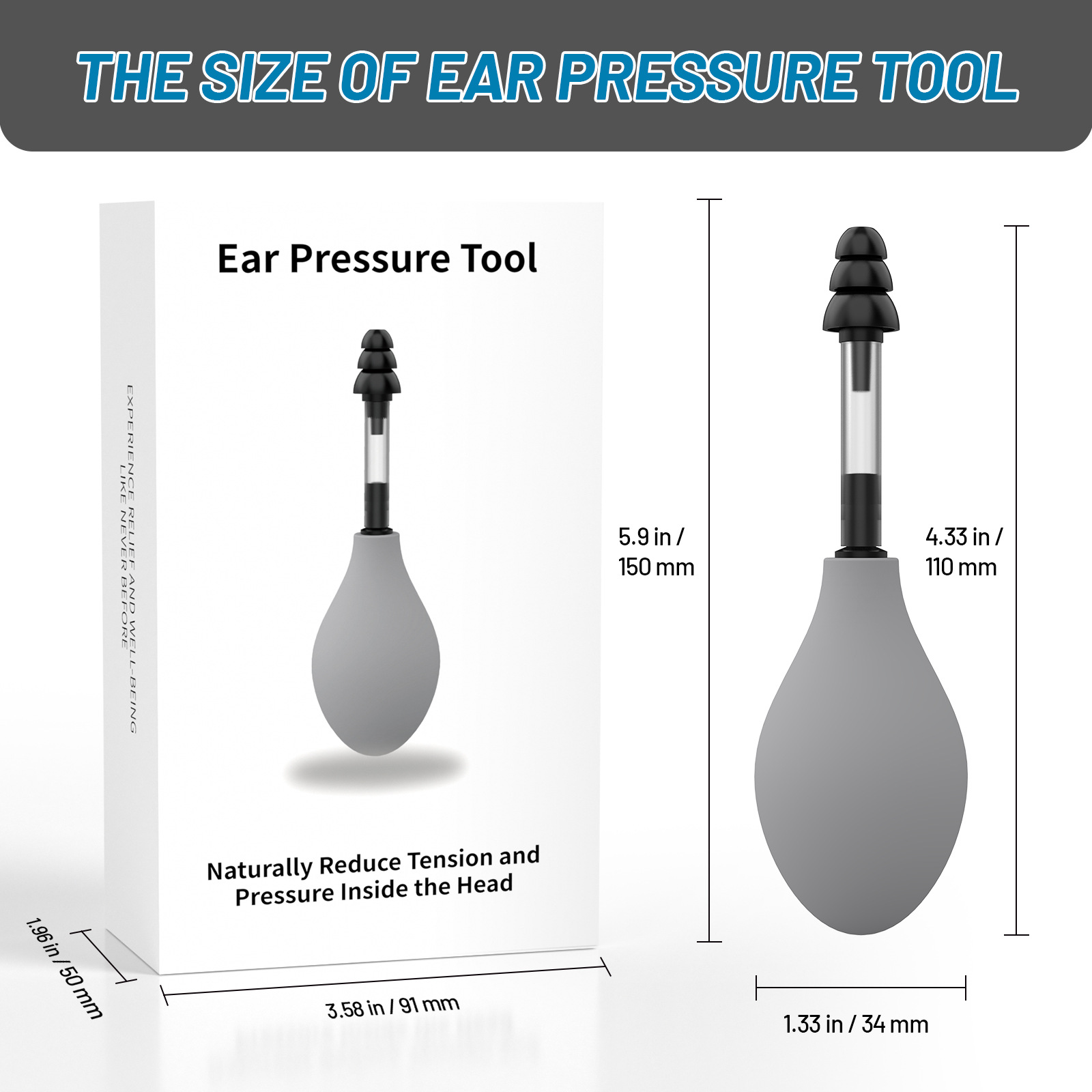 Black Portable Manual Ear Massager - Natural Relief and Decompression Tool view 5