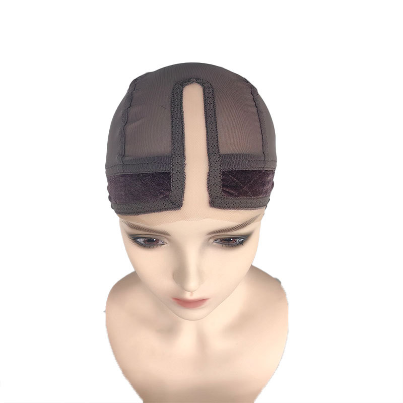 2-Pack Dark Brown U-Part Covered-Ear Wig Cap with 4x5 Inch Double Velvet Lace