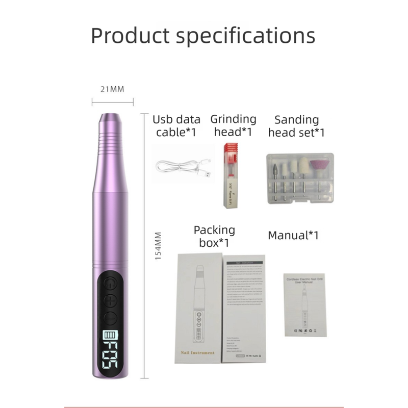 Golden Portable Wireless Professional Electric Nail Drill Machine Includeing 6 view 2