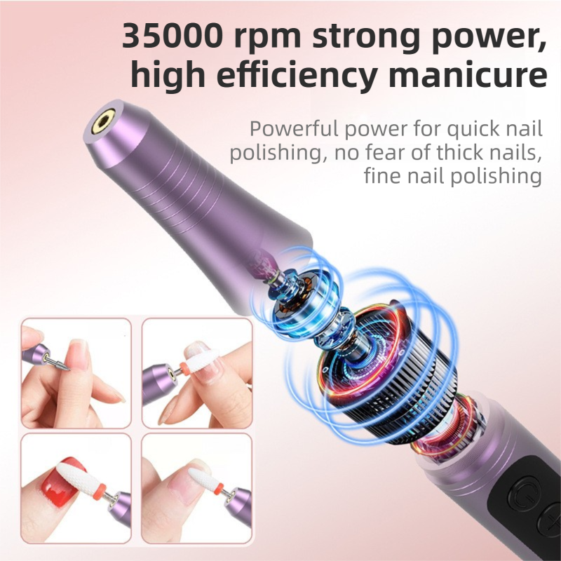 Golden Portable Wireless Professional Electric Nail Drill Machine Includeing 6 view 3