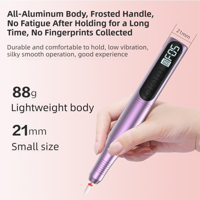 Purple Portable Wireless Professional Electric Nail Drill Machine Includeing 6