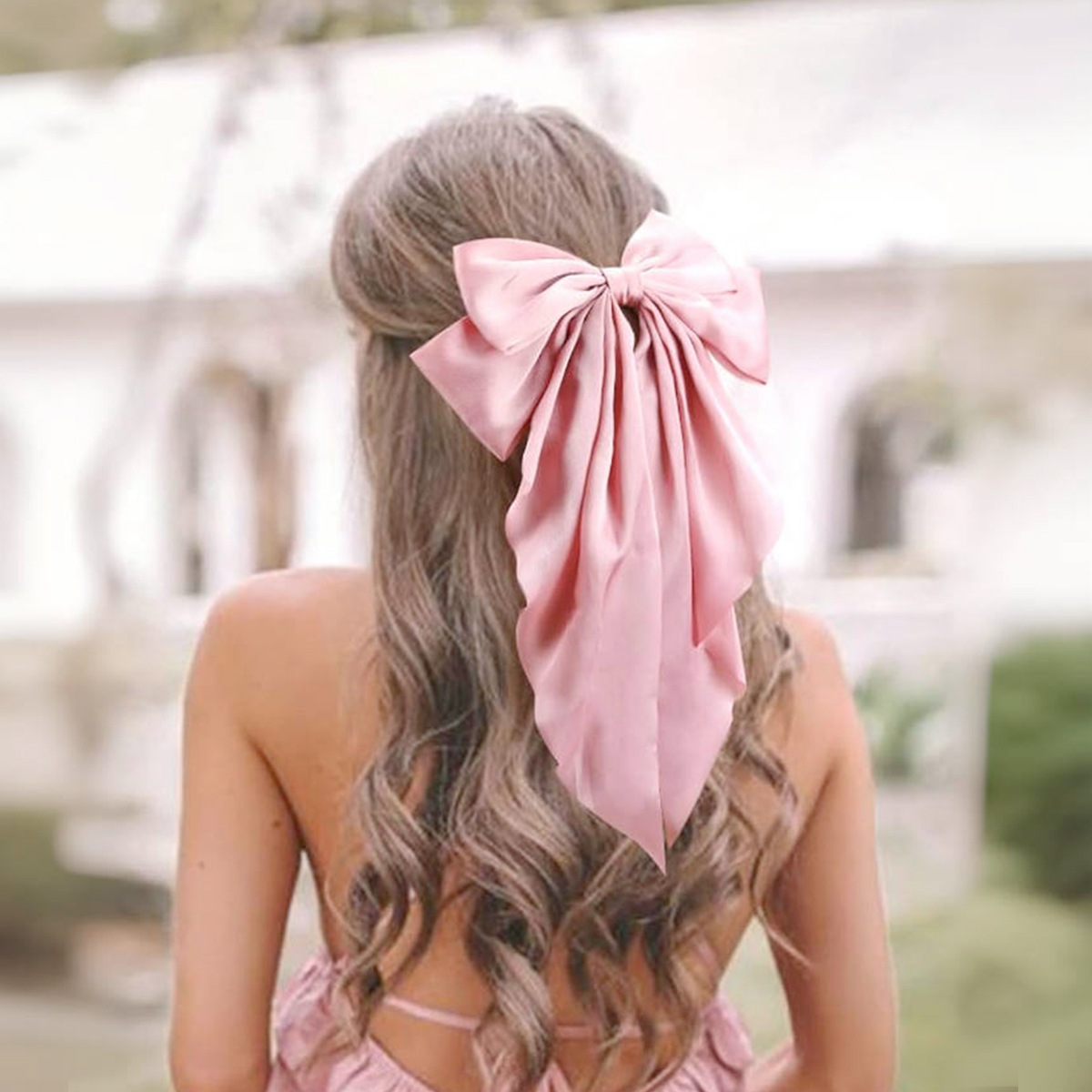 8-Color Set Luxury Satin Bow Hair Clips for Women - French Barrette Style view 4