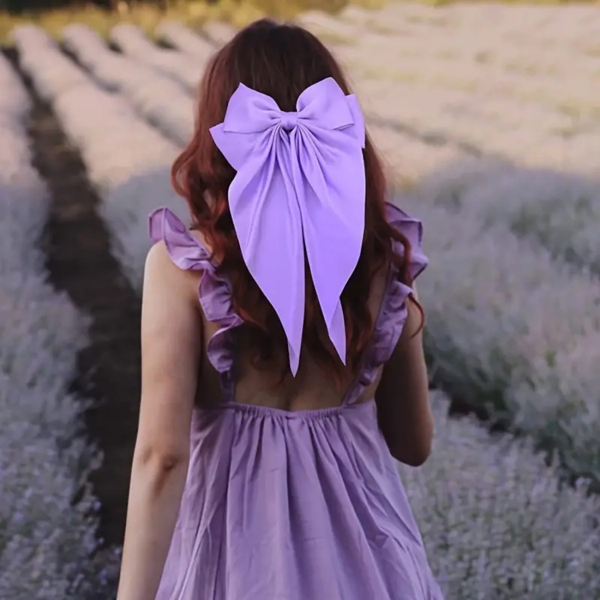 8-Color Set Luxury Satin Bow Hair Clips for Women - French Barrette Style view 5