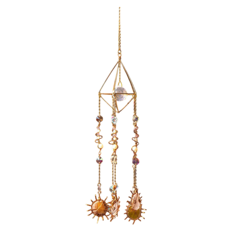 Solar Cone Faceted Crystal Suncatcher - Natural Agate & Handcrafted Prism for view 2