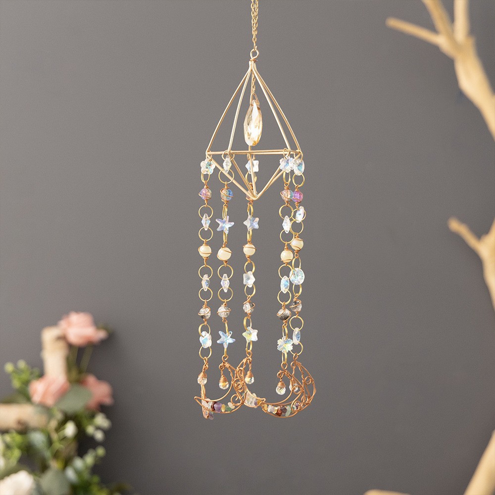 Mayday Handmade Agate Slice Prism - Multi-Faceted Crystal for Decorative Light