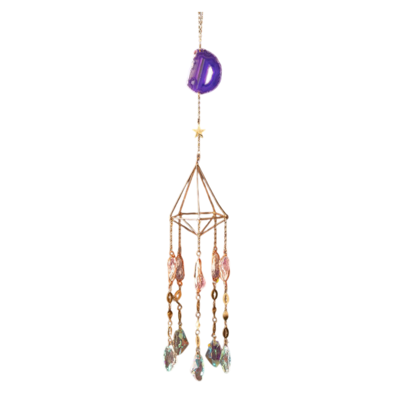 Purple Fairy Faceted Crystal Prism - Handmade Agate Slice Ornament for Rainbow view 2