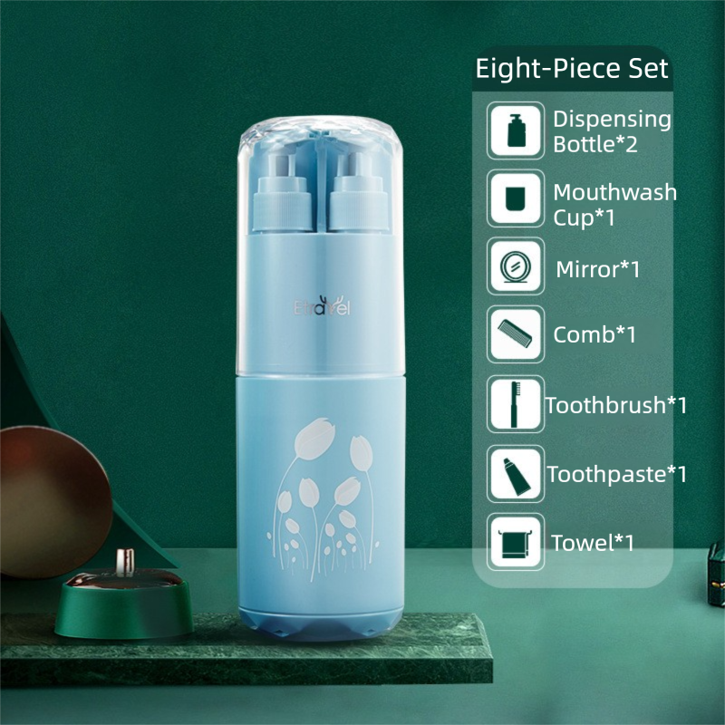 Blue Deluxe 8-in-1 Travel Toiletry Set - Portable All-in-One Toothbrush Holder — image 1