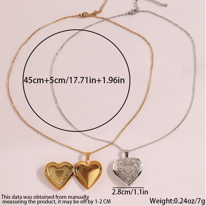 2-Pack Luxury Fading-Resistant Titanium Steel Heart Locket Necklace(Sliver & view 4