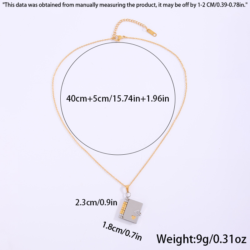 Gold Titanium Steel Fading-Resistant Envelope Locket Necklace - Openable Love view 5