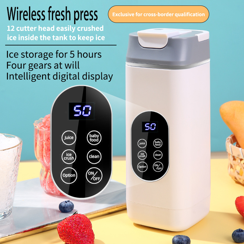 White Portable Wireless 420ML Blender Bottle (8.7x8.7x23.2CM) - 12-Blade view 2