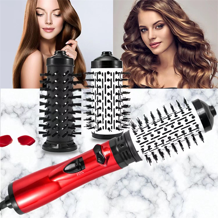 2-in-1 Red Automatic Rotating Hot Air Styler(38/50mm Curling Barrel)
