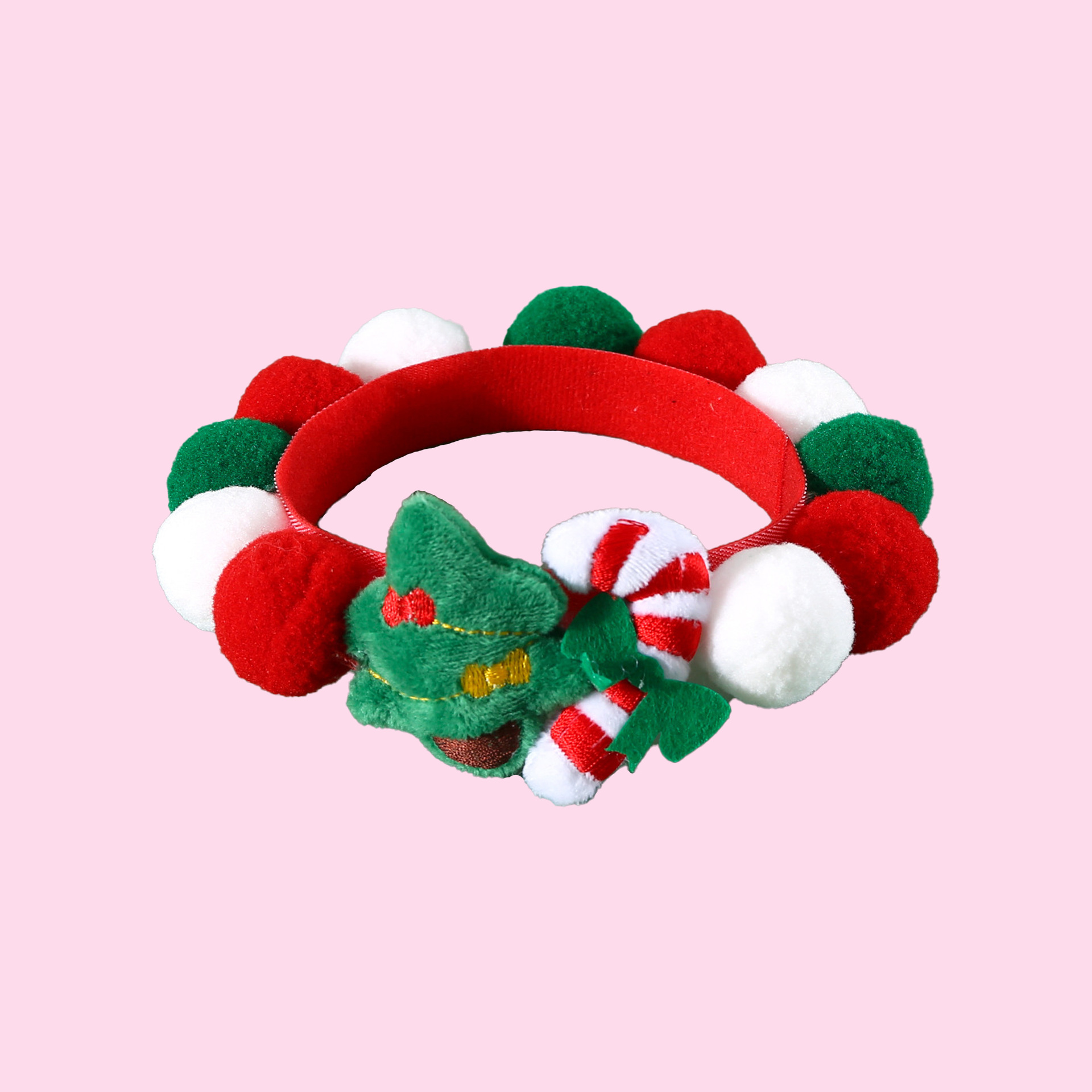 Christmas Pet Pom-Pom Adjustable Cotton Collar Set(2-Pack Size S) - Cat and view 2