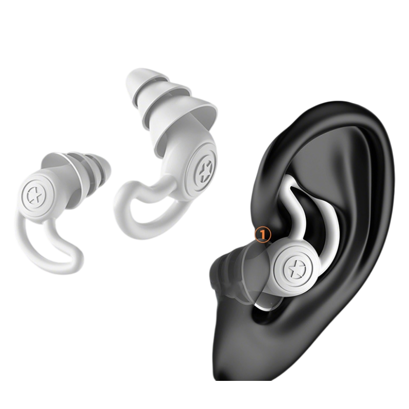 2-Pairs White Noise Reduction Silicone Ear Plugs for Swimming