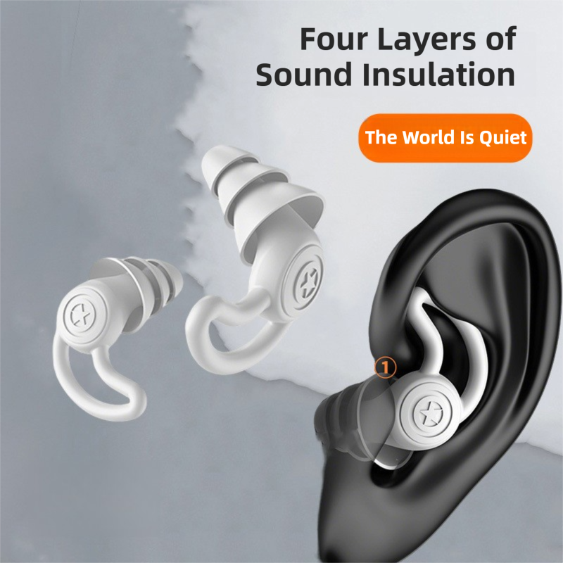 2-Pairs White Noise Reduction Silicone Ear Plugs for Swimming view 4