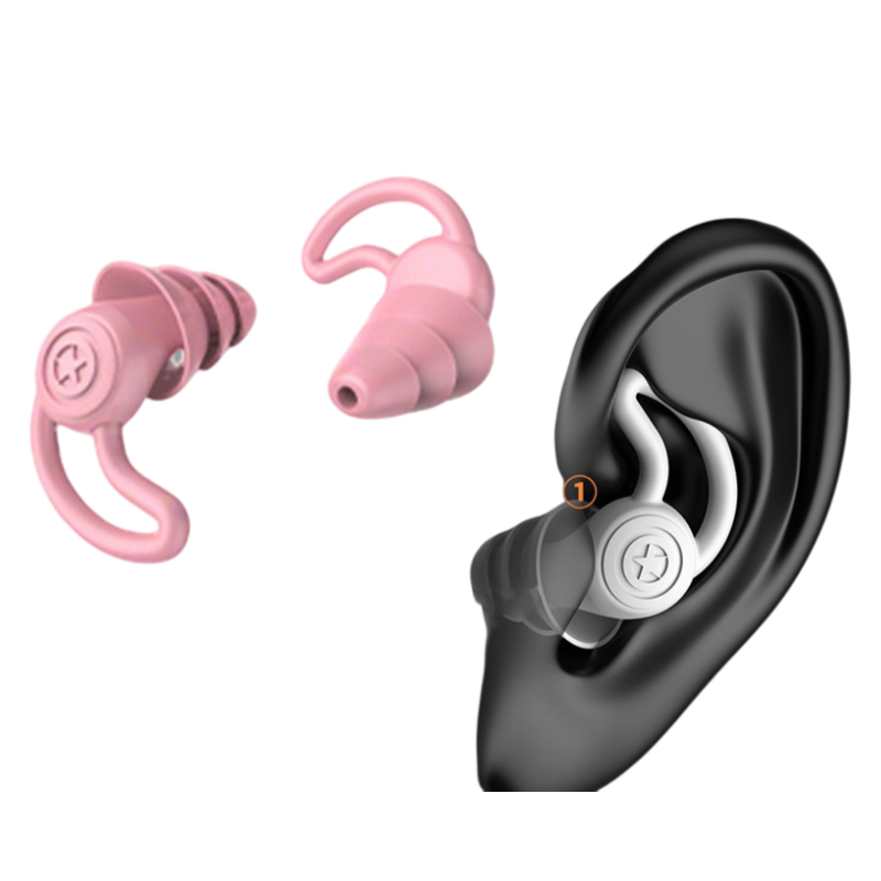2-Pairs Pink Noise Reduction Silicone Ear Plugs for Swimming