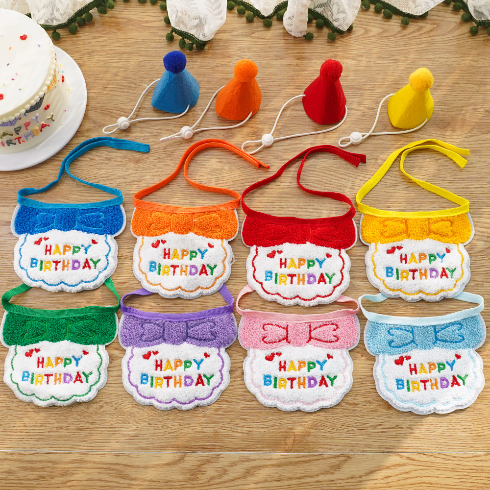 4-Pack Adorable Pet Dog Cat Birthday Party Hat & Bib Set(Yellow & Orange) view 4