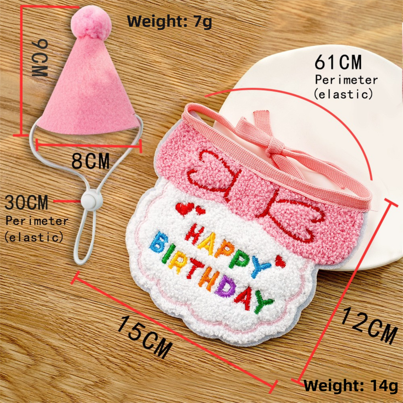 4-Pack Adorable Pet Dog Cat Birthday Party Hat & Bib Set(Purple & Dark-Blue) view 5