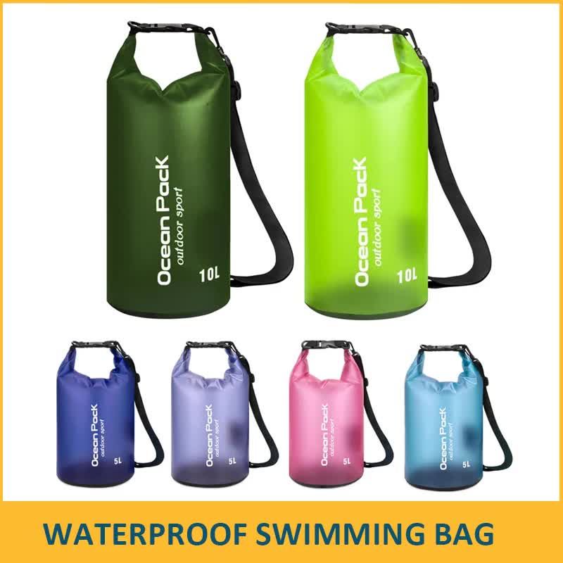 Black 10L PVC Waterproof Swimming Bag Bonus with Waterproof Phone Pouch view 3