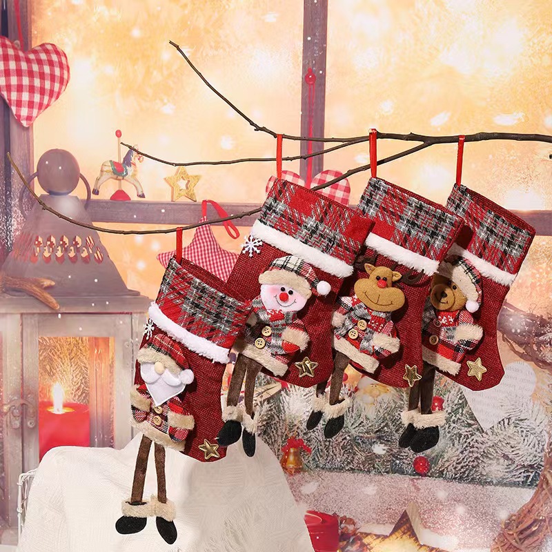 E4-1 Santa Claus Dangling Leg Christmas Stocking(22x15CM) - Hanging Gift Bag view 2