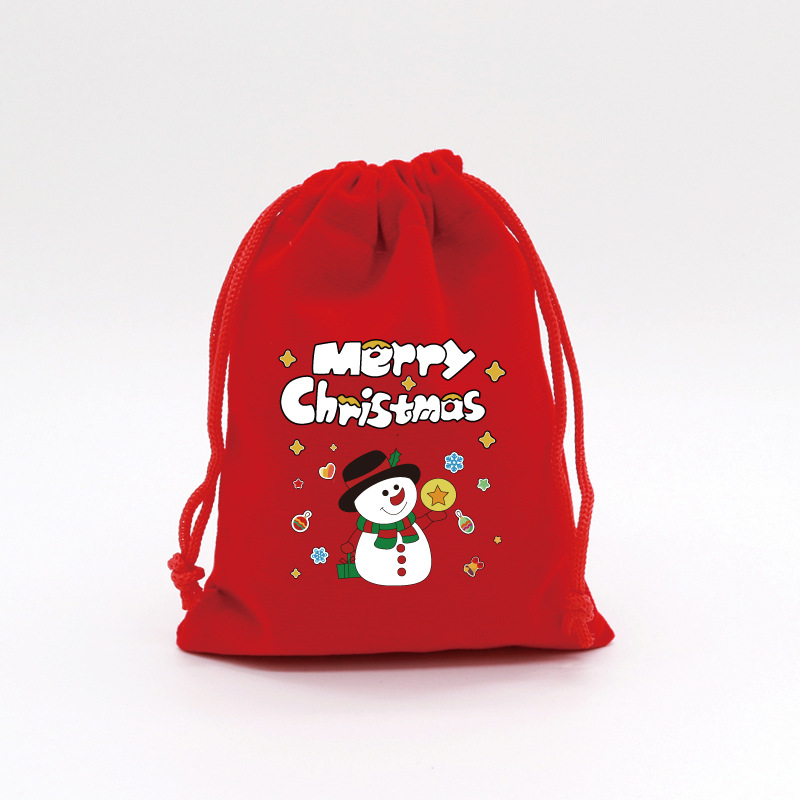 2-Pack Luxury Red Velvet Snowman Christmas Gift Bag(13x18CM) - Festive — image 1