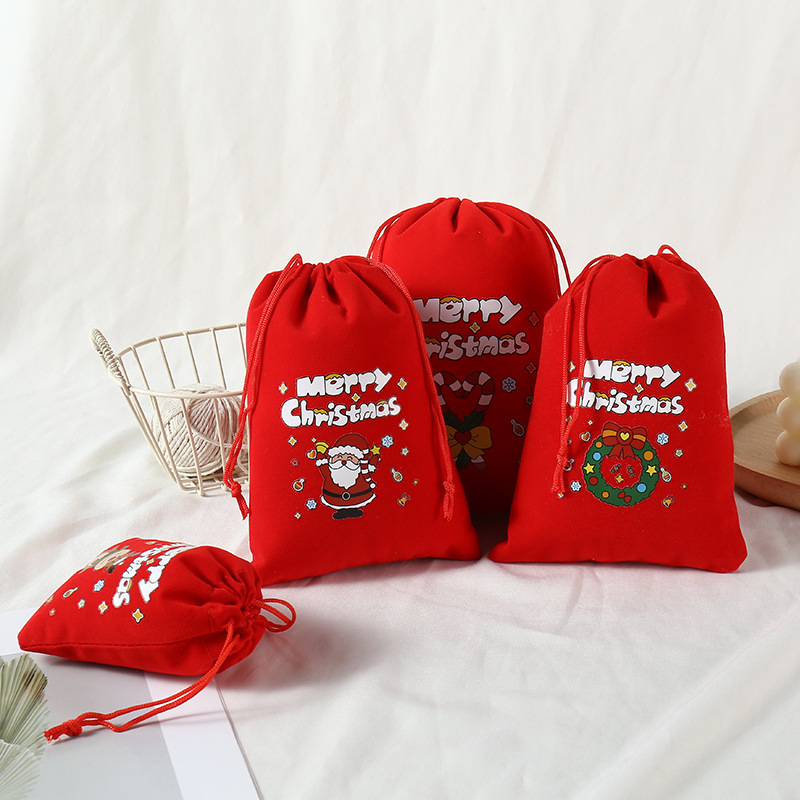 2-Pack Luxury Red Velvet Christmas Candle Gift Bag(13x18CM) - Festive view 3