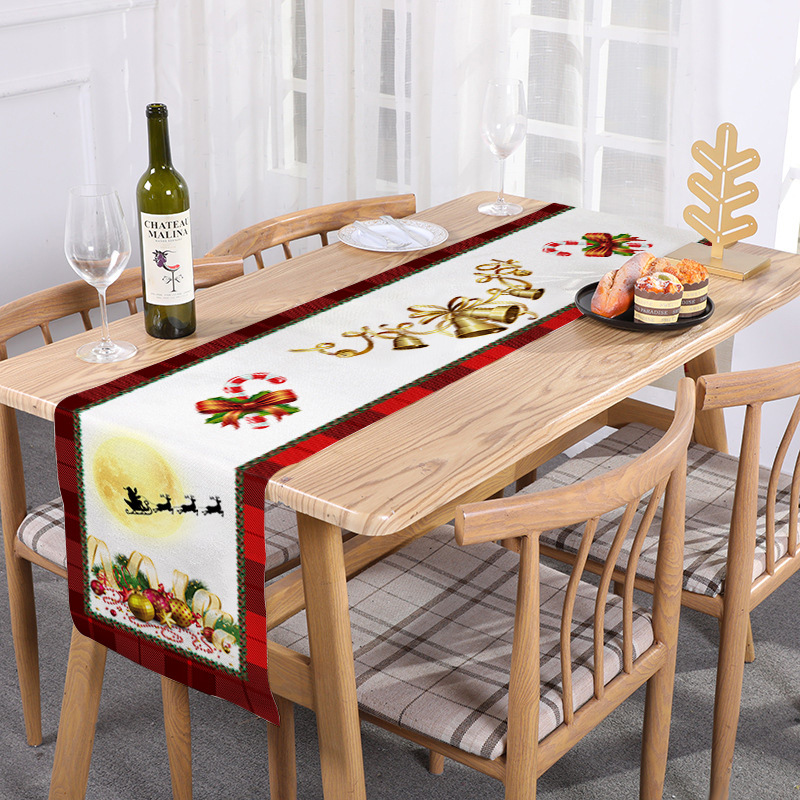 Style-6 New Year & Christmas Table Runner(33 x 180 CM) - Festive Linen Tablecloth view 2