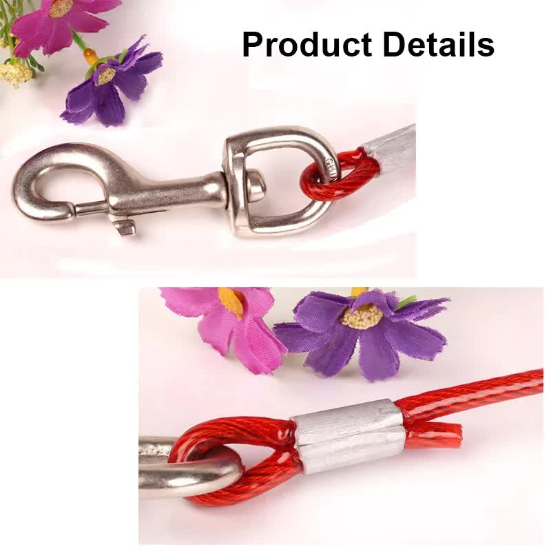 Blue Heavy-Duty Steel Wire Dual-Head Dog Tie-Out Cable Leash(5mm x 10m - 33ft) view 4