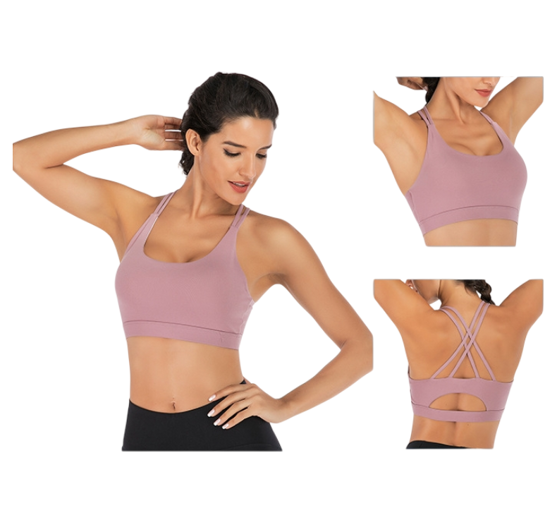 L Size Purple Elegant Sexy Criss-Cross Back Sports Bra for Women - High