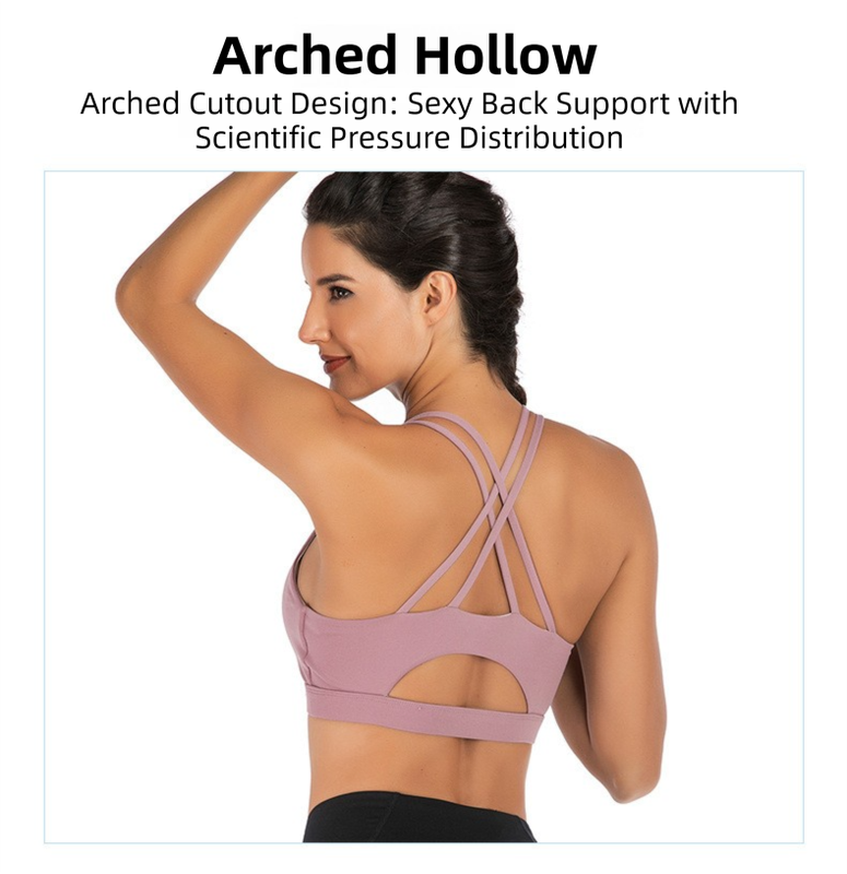 XL Size Purple Elegant Sexy Criss-Cross Back Sports Bra for Women - High view 3