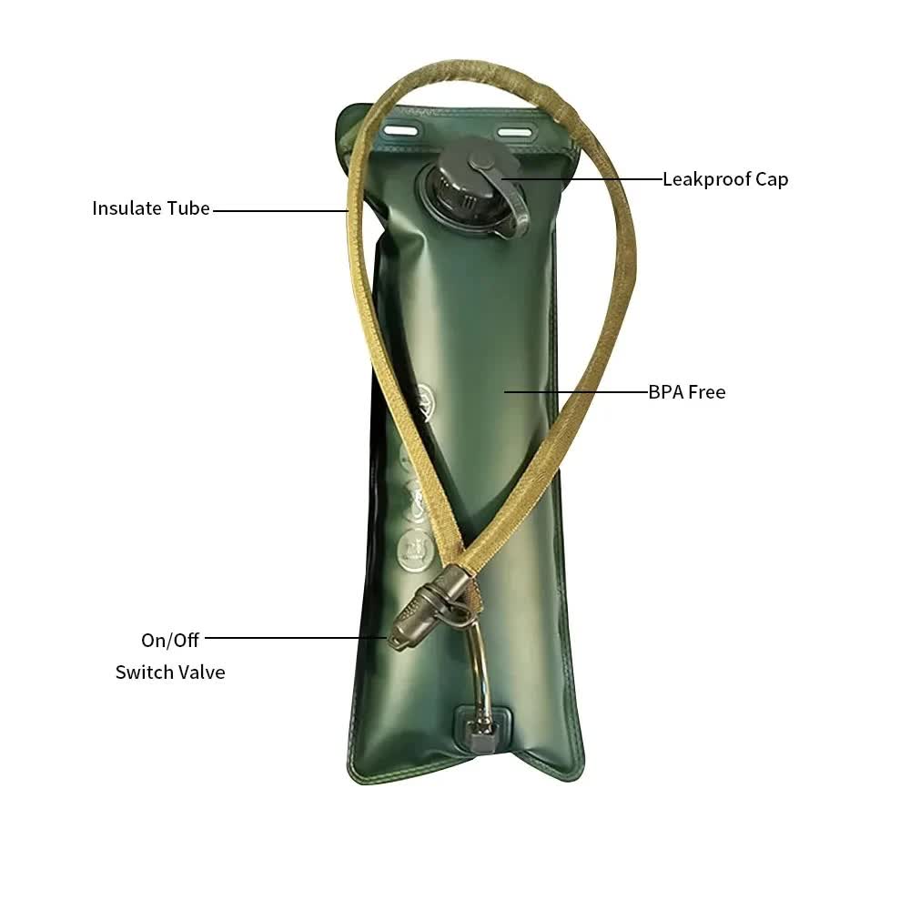 Outdoor Green 2.5L Hydration Bladder for Running & Cycling - Eco-Friendly PEVA view 5