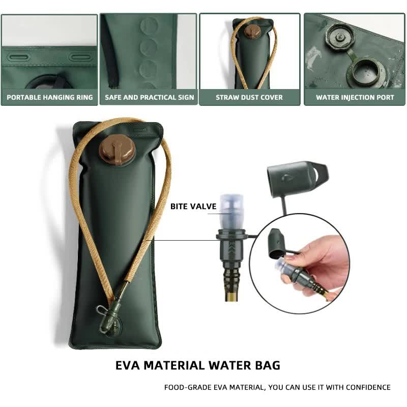 Outdoor Green 3L Hydration Bladder for Running & Cycling - Eco-Friendly PEVA view 3