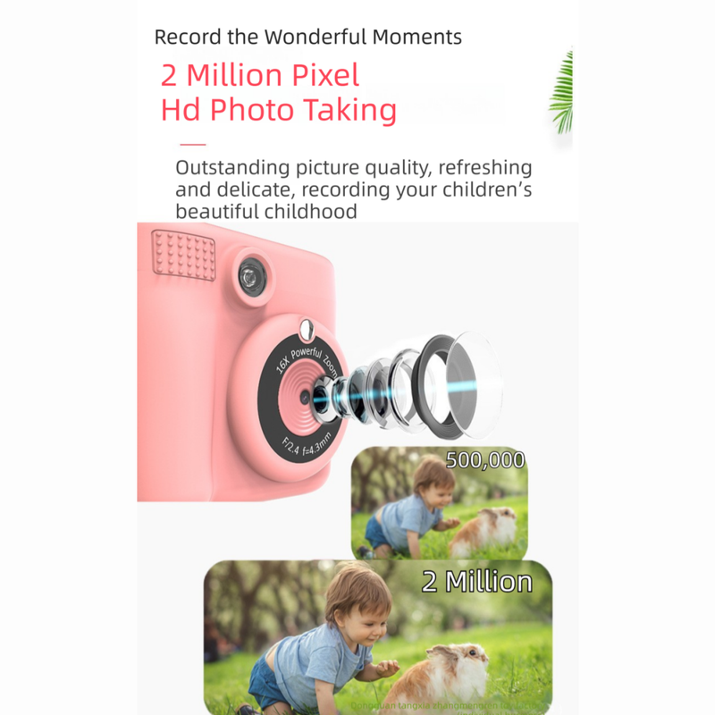 Blue ABS-681 Portable Kids Mini Digital Polaroid with 32GB Card view 4