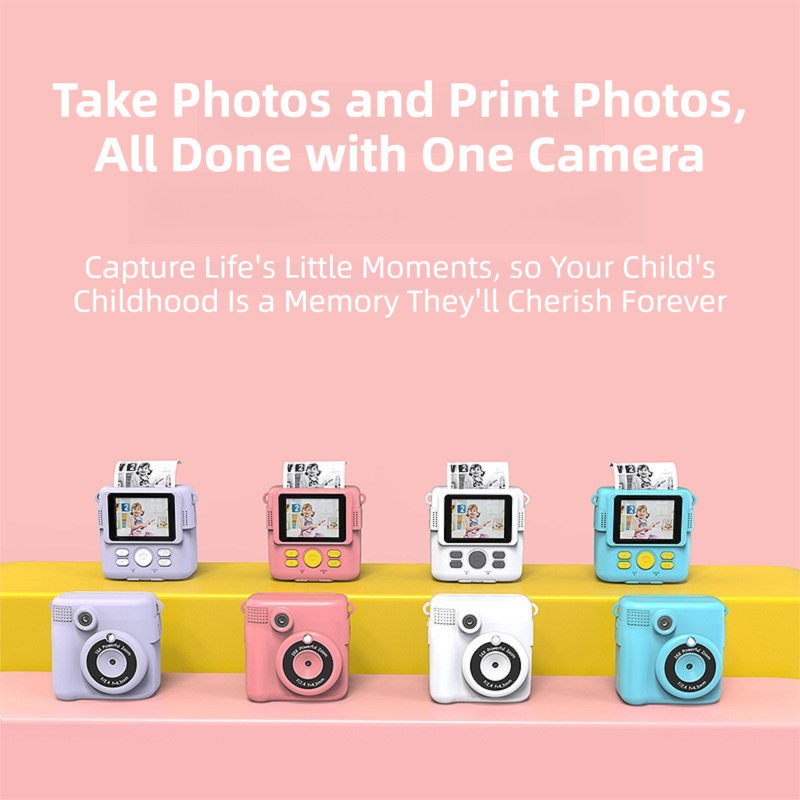 Purple ABS-681 Portable Kids Mini Digital Polaroid with 32GB Card view 2