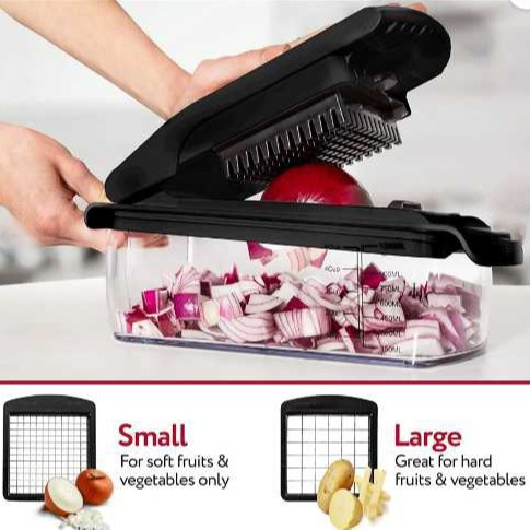 18-Piece Black-White Multi-Function Vegetable Chopper & Slicer Set - Rotary view 3