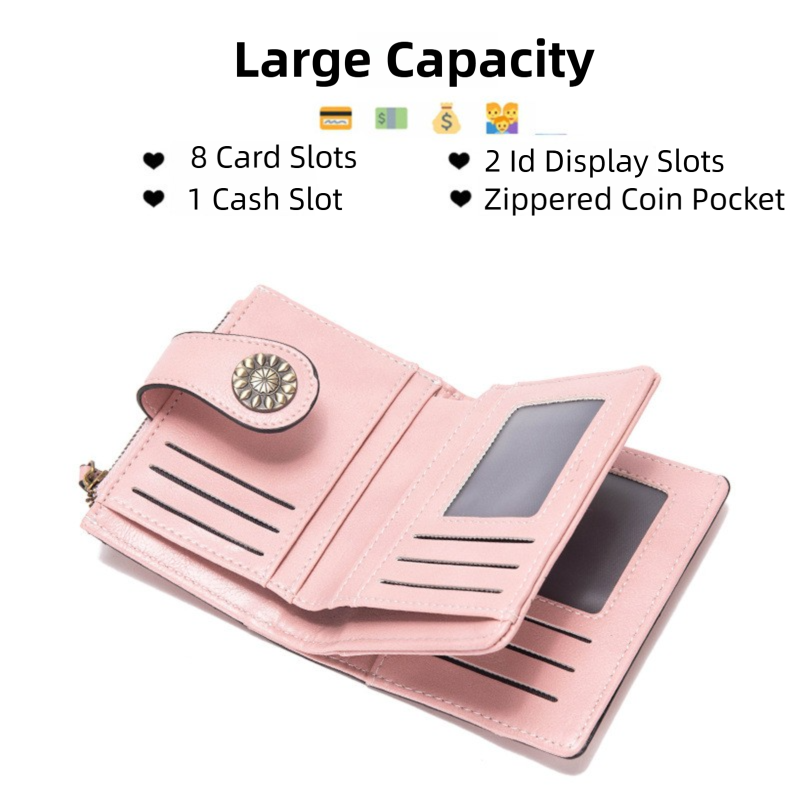 Dark Grey Korean Style Cutout Compact PU Leather Wallet - Women's Mini Bifold view 2