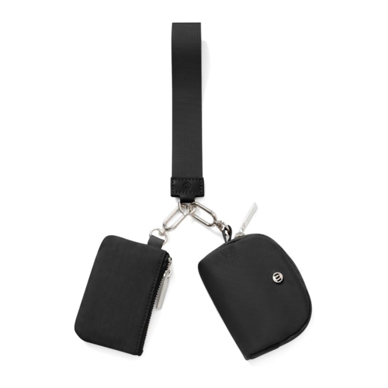 Black Women's Ultralight Fashion Nylon Wristlet Pouch Set - Portable Mini Coin