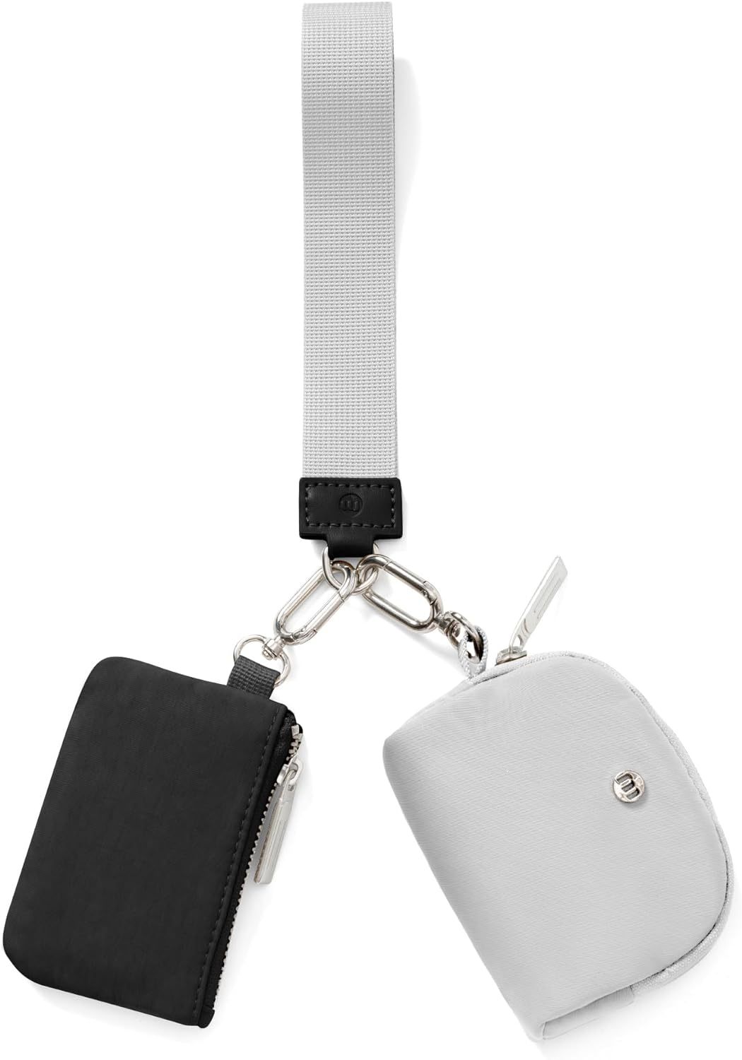 Black Grey Women's Ultralight Fashion Nylon Wristlet Pouch Set - Portable Mini