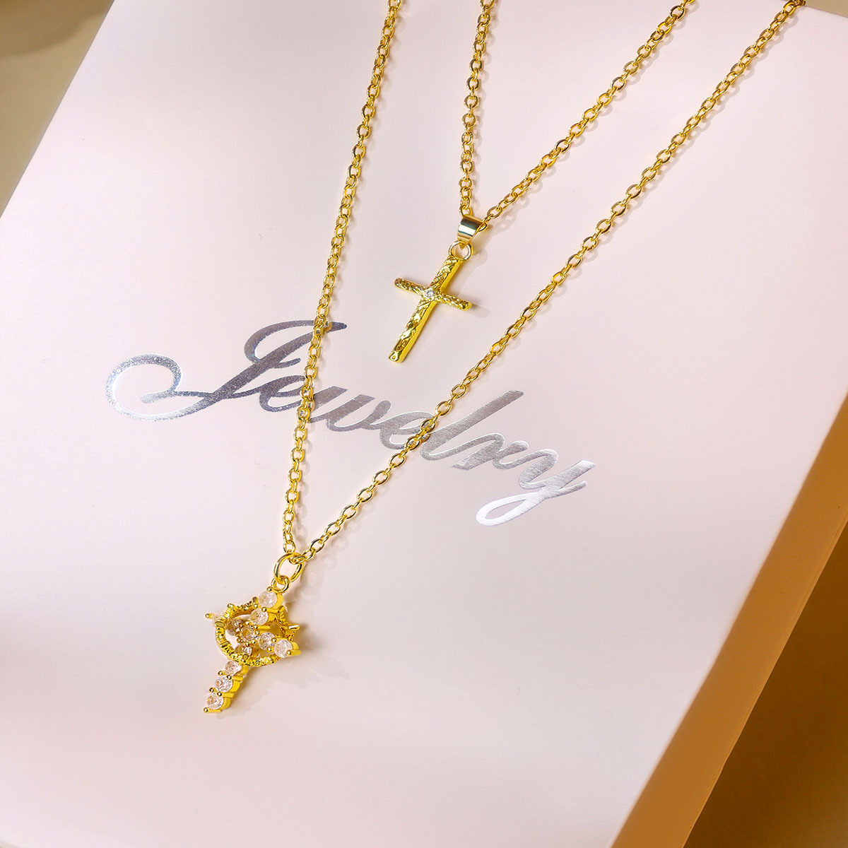 Personalised Copper Adjustable Layered Necklace Set(4PCS) - Custom A-Z Initial view 2