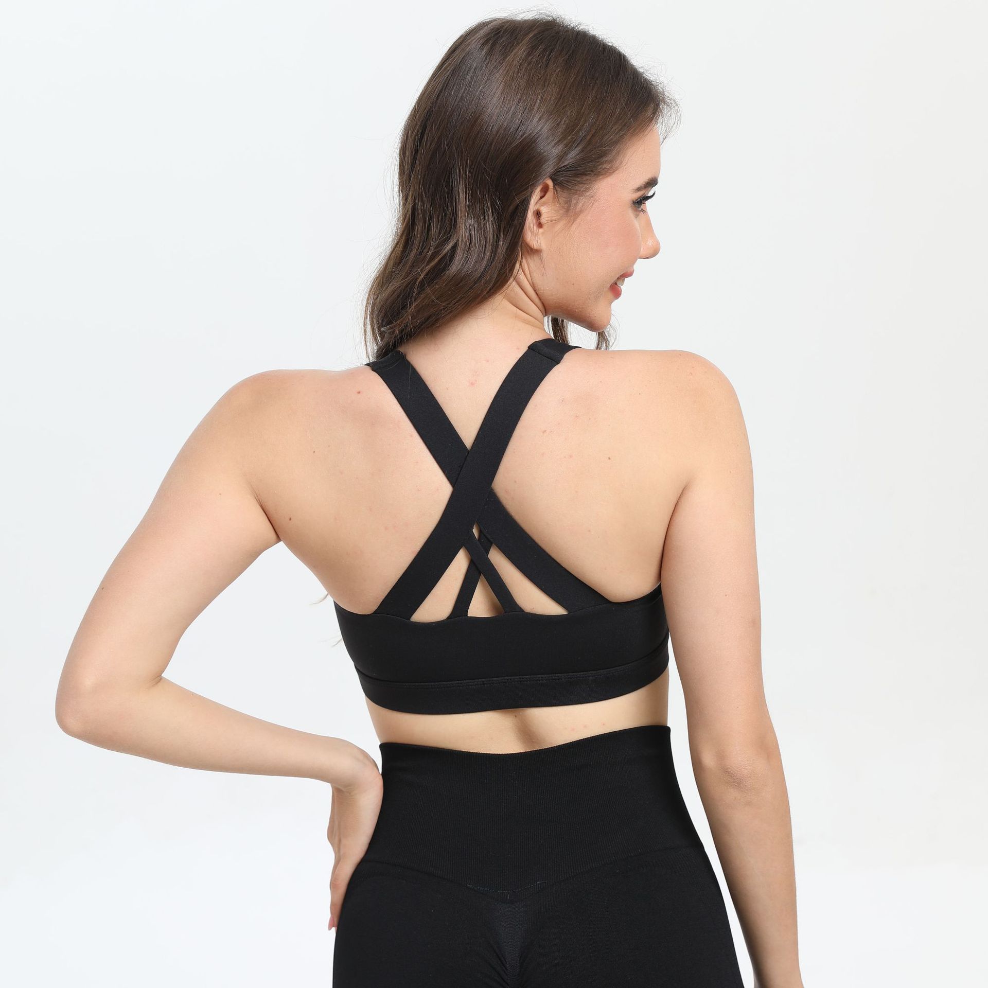 2-Pack Black High-Support Shockproof Sports Bra(M Size) - Women's Backless view 2