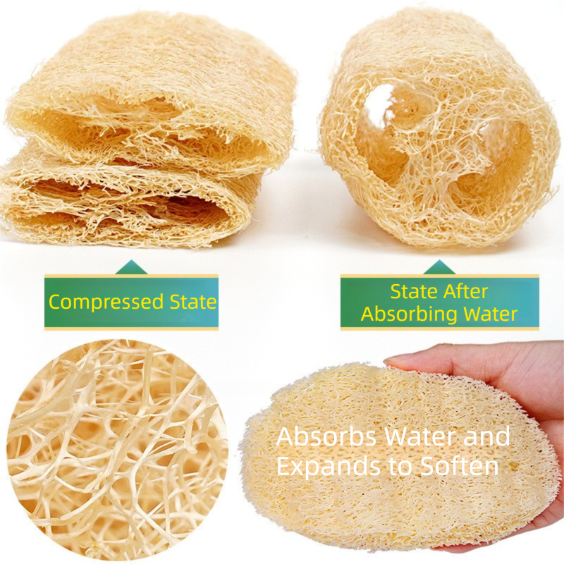 4-Pack Natural Loofah Sponge Scrubber (Oval Compressed Slice: 13x8CM) view 3