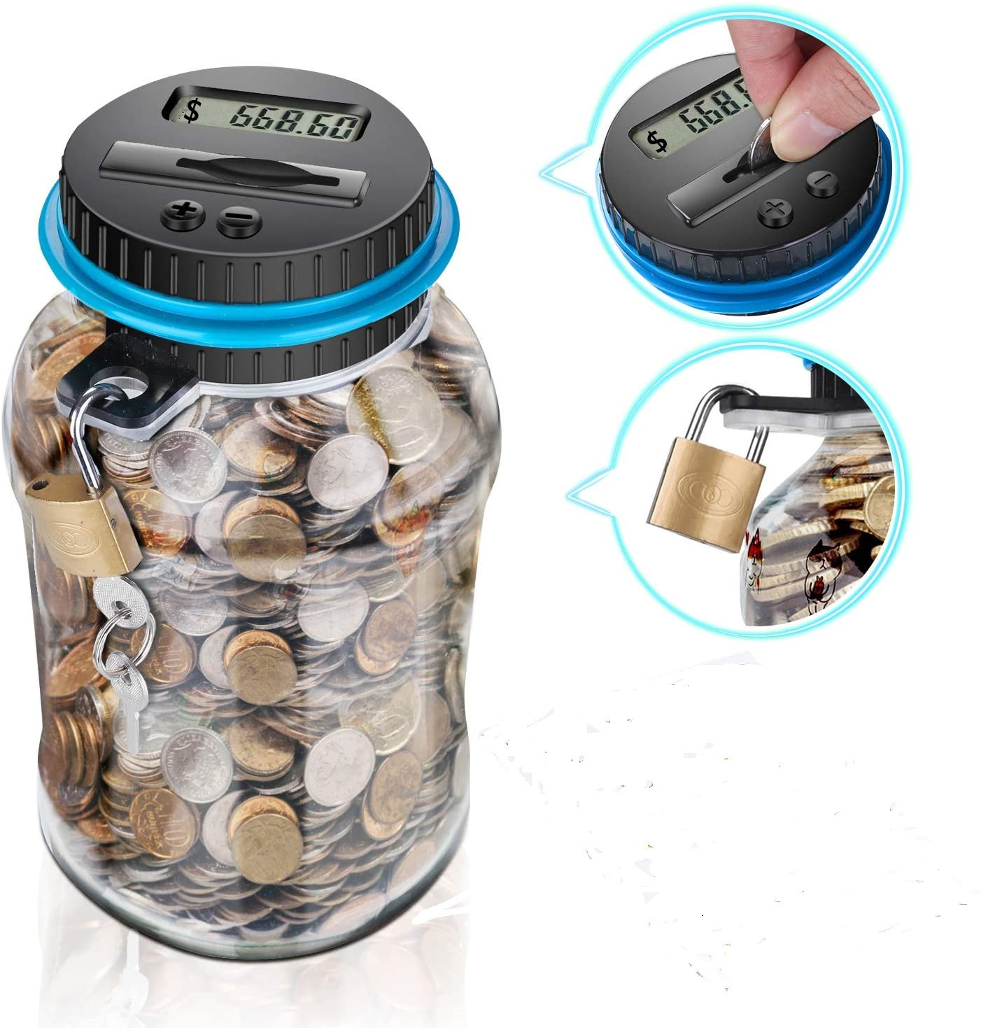 Digital Counting Money Box with Lock - AUD Australian Coin Compatible Piggy