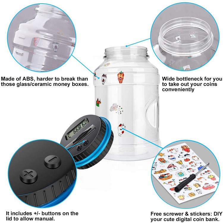 Digital Counting Money Box with Lock - AUD Australian Coin Compatible Piggy view 2