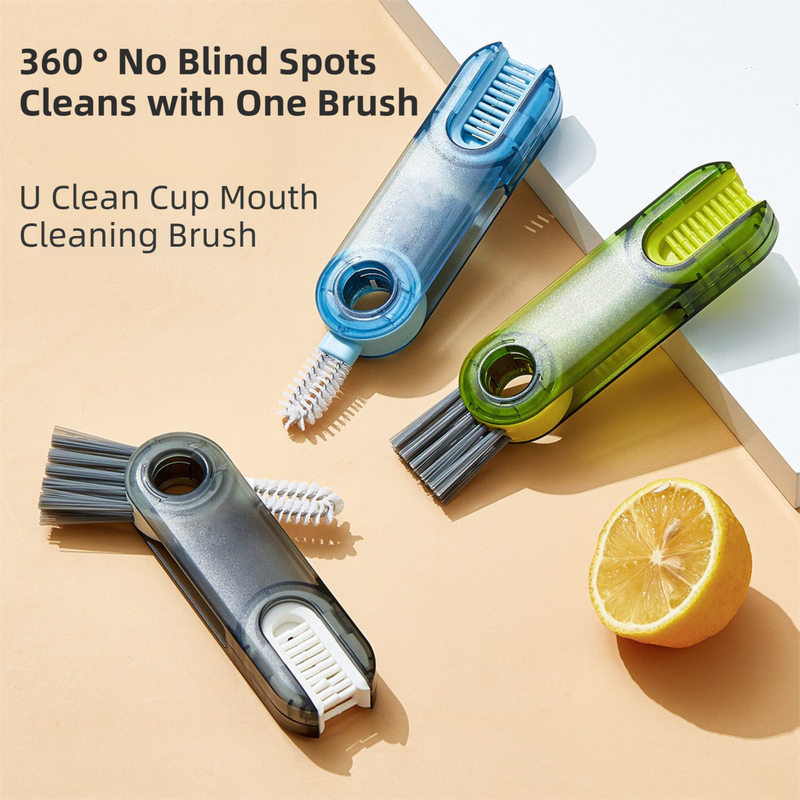 2-Packs 3-in-1 Grey Portable & Compact U-Shape Deeply-Cleaning Brush view 2
