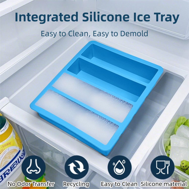 2-Packs Green Flexible 4-Grid Silicone Long Ice Cube Tray with Lid - Easy view 2