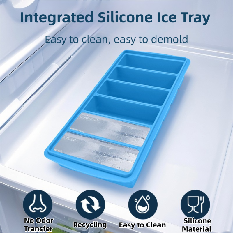 2-Packs Pink 6-Grid Extra Long Silicone Ice Cube Tray - Easy Release Reusable view 2