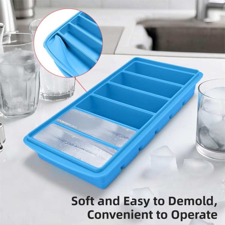 2-Packs Green 6-Grid Extra Long Silicone Ice Cube Tray - Easy Release Reusable view 5
