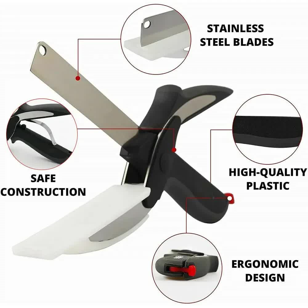 2-in-1 Ingenious Cutter Food Chopper & Scissor for Kitchen Versatile Use - 420 view 2