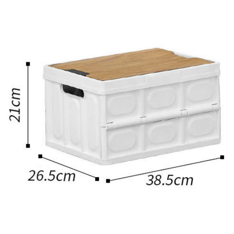 White Collapsible Small Standard Storage Box with Wooden Table Top(39x27x21CM) view 7