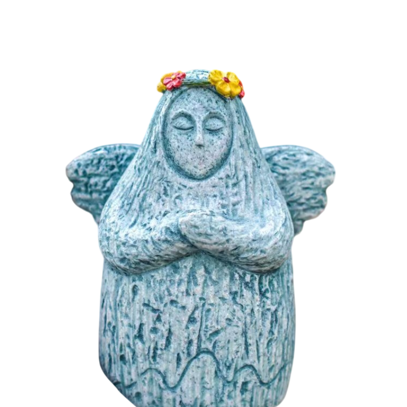 Zelda Goddess Statue Figurine(Large Statue with Flower Crown + Apple) - Retro view 3